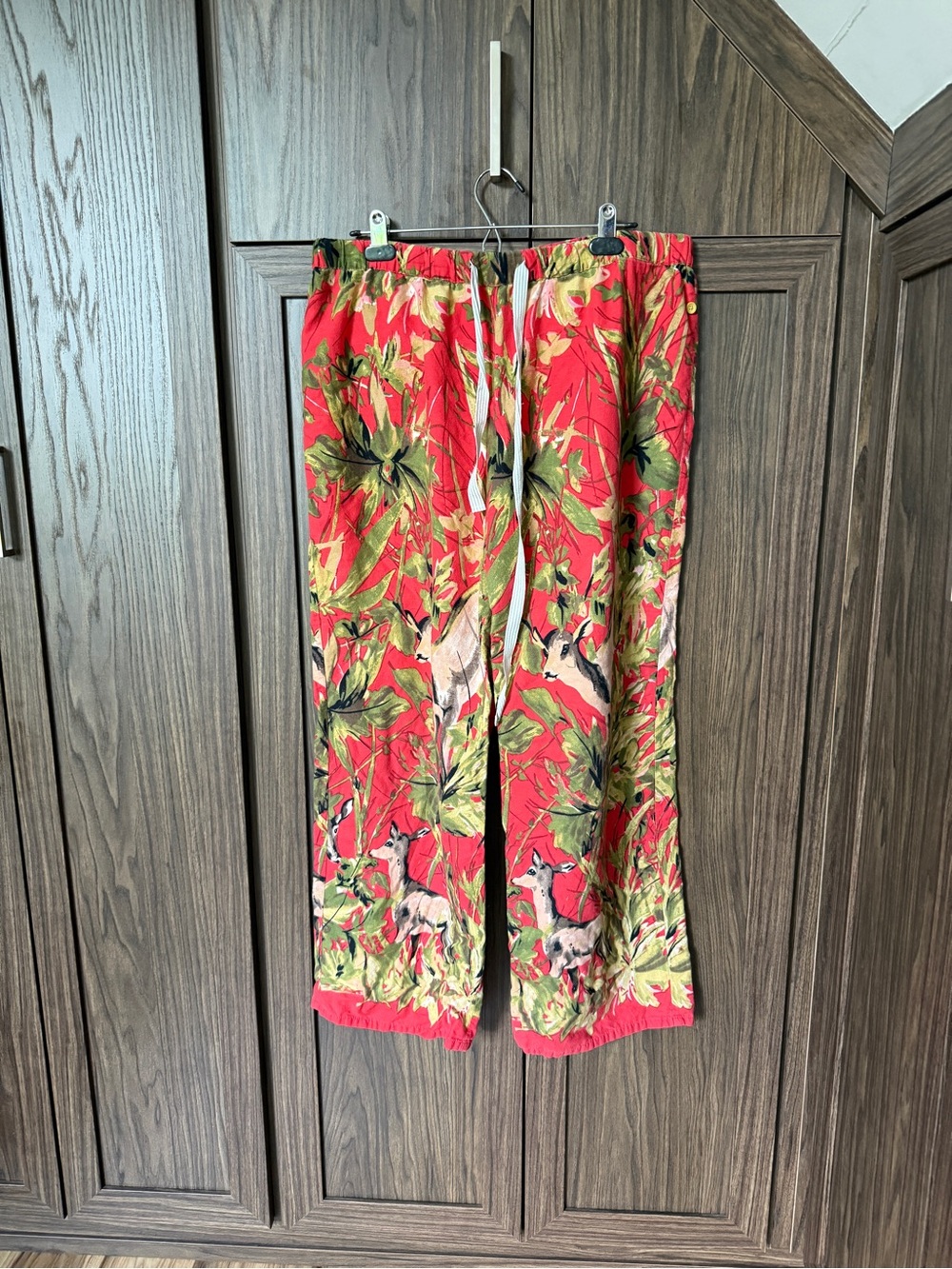 Red Forest-Print Wide Leg Lounge Pants